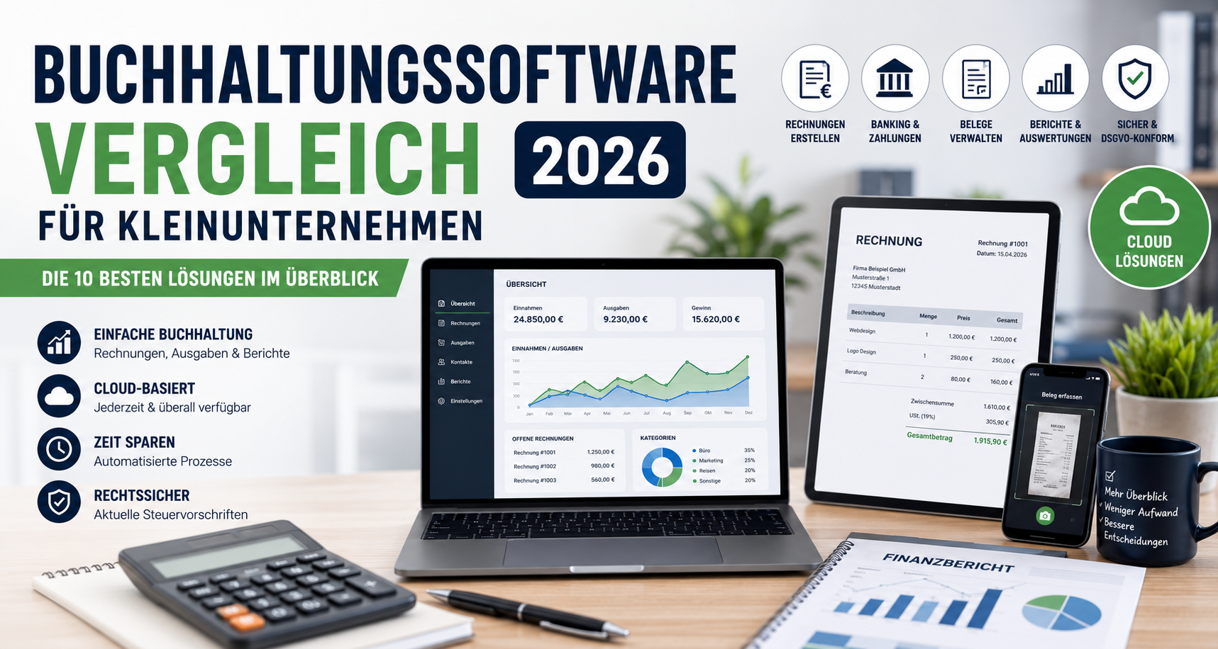 Buchhaltungssoftware Vergleich für Kleinunternehmen 2026: Die 10 besten Lösungen für Selbstständige und KMU