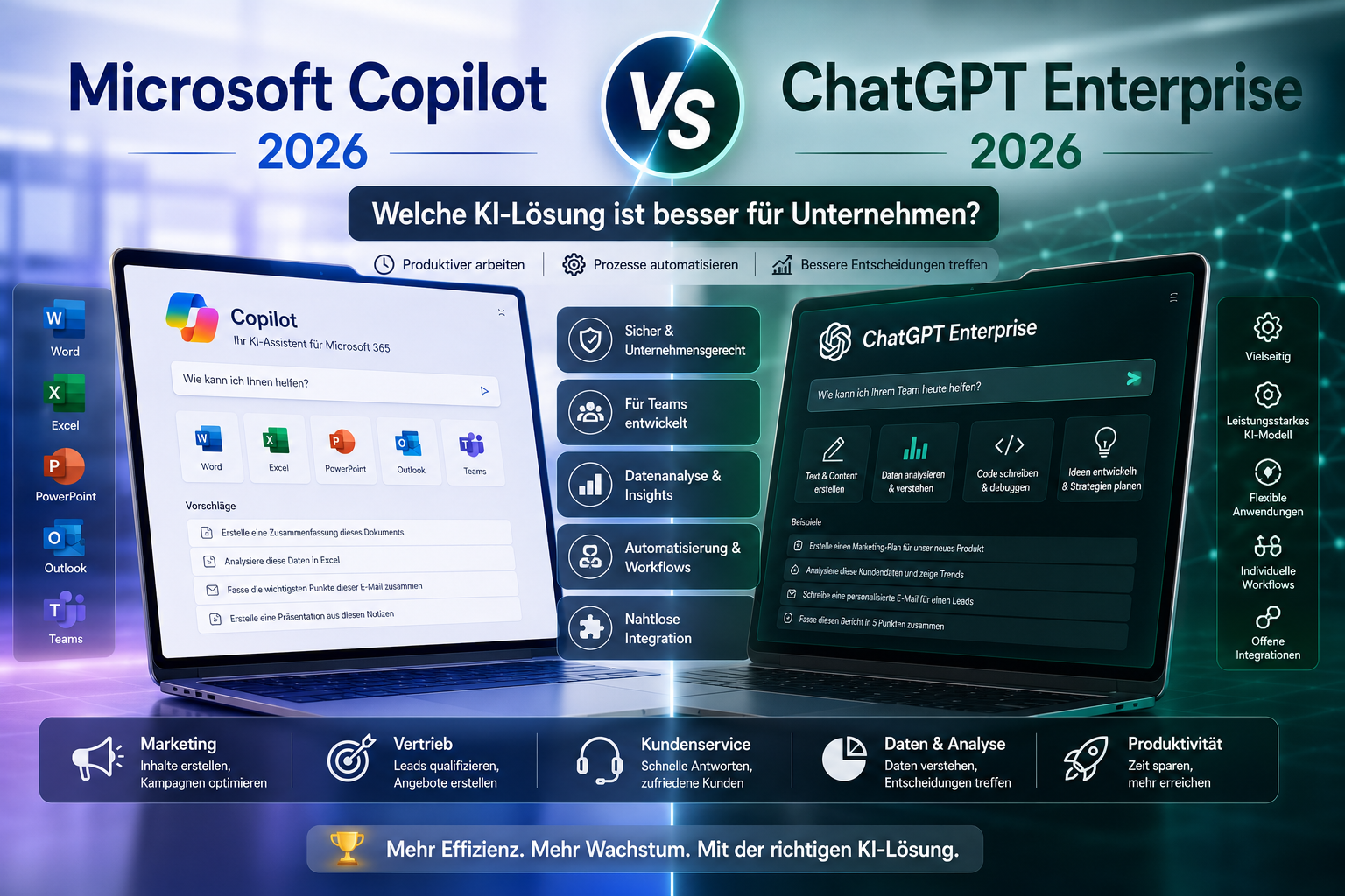Microsoft Copilot vs ChatGPT Enterprise 2026: Welche KI-Lösung ist besser für Unternehmen?