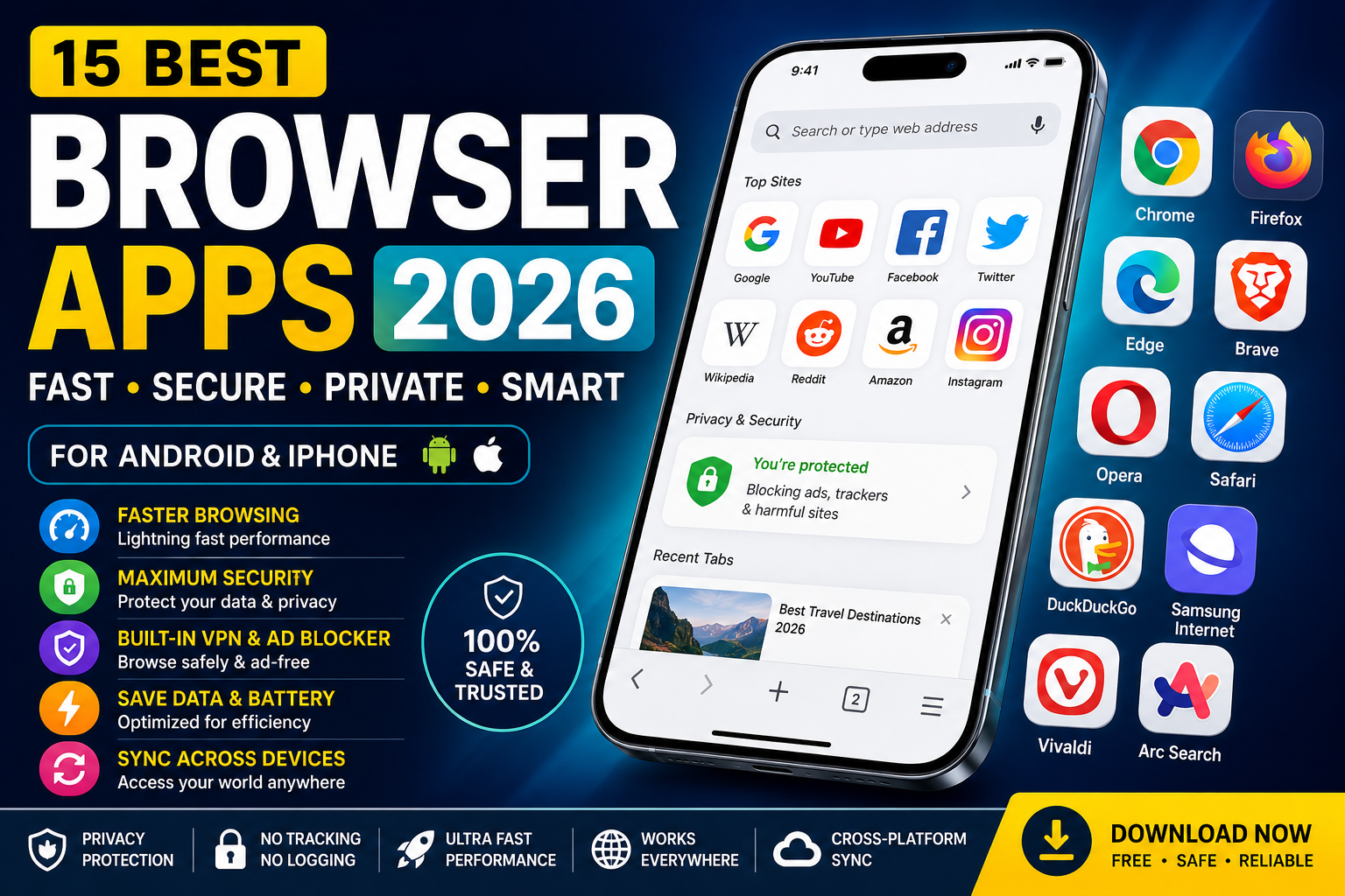 15 Best Browser Apps for Android and iPhone in 2026: Fast, Secure & Free Mobile Browsers